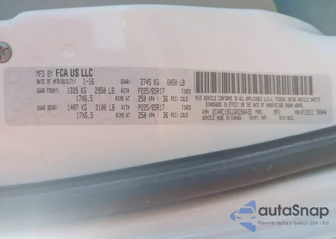 2016 Chrysler Town & Country Touring from USA, damaged, VIN 2C4RC1BG1GR296435